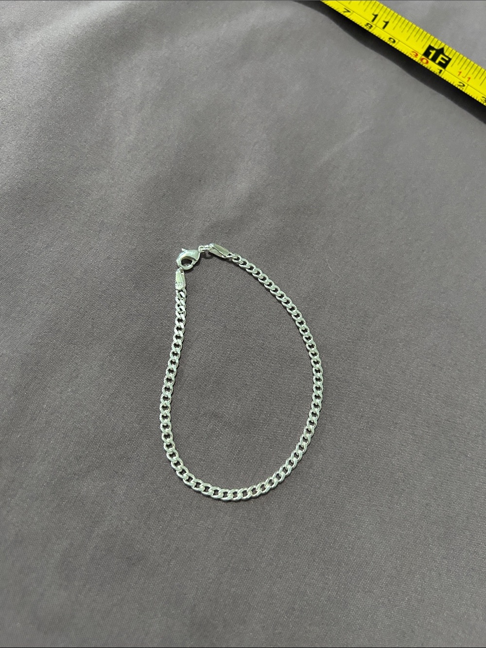 Sterling Silver Curb Chain Bracelet - Simple Link Design, 7”